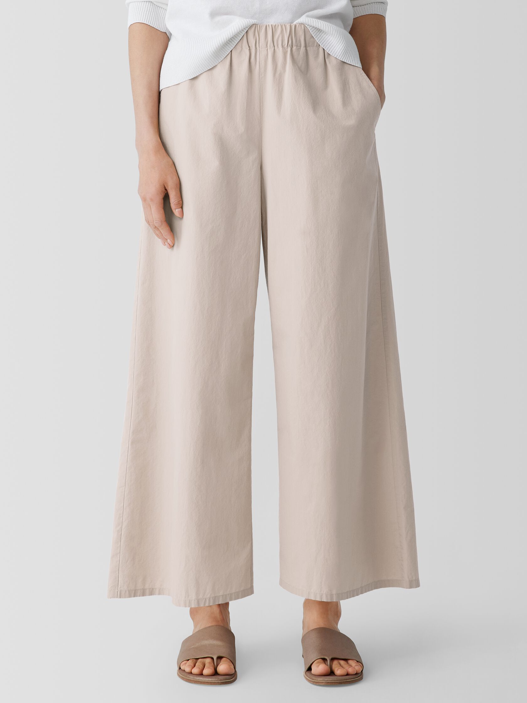 Washed Organic Cotton Poplin Wide-Leg Pant