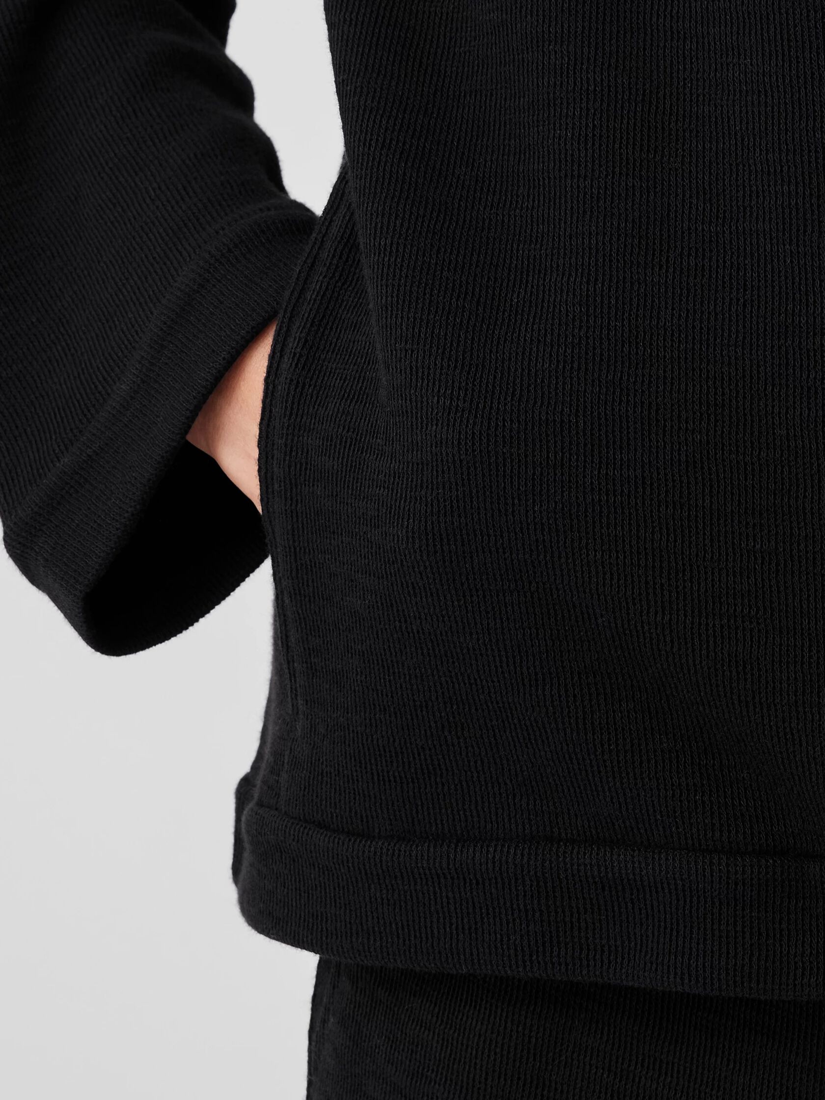 Organic Cotton Slubby Rib Knit Stand Collar Jacket