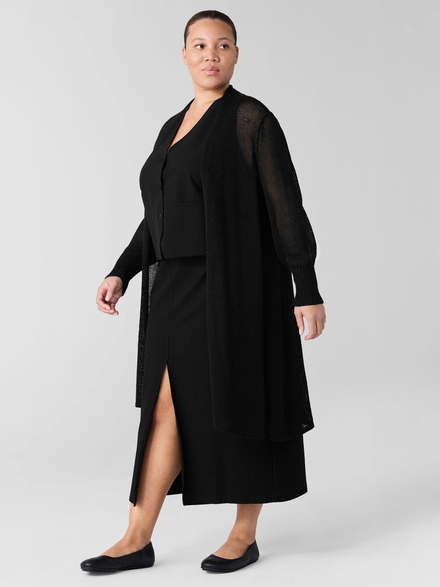 Organic Linen Cotton Cord Long Cardigan