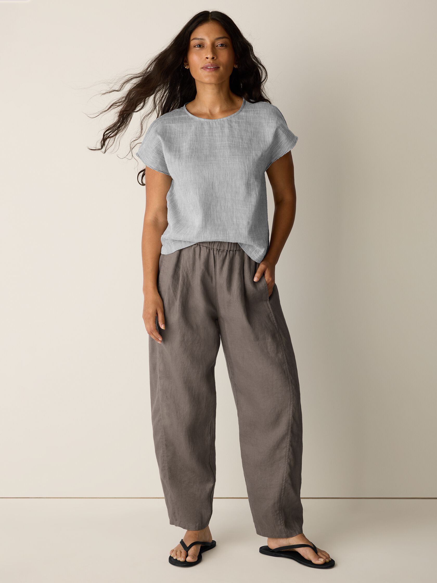 Organic Linen Pleated Lantern Pant