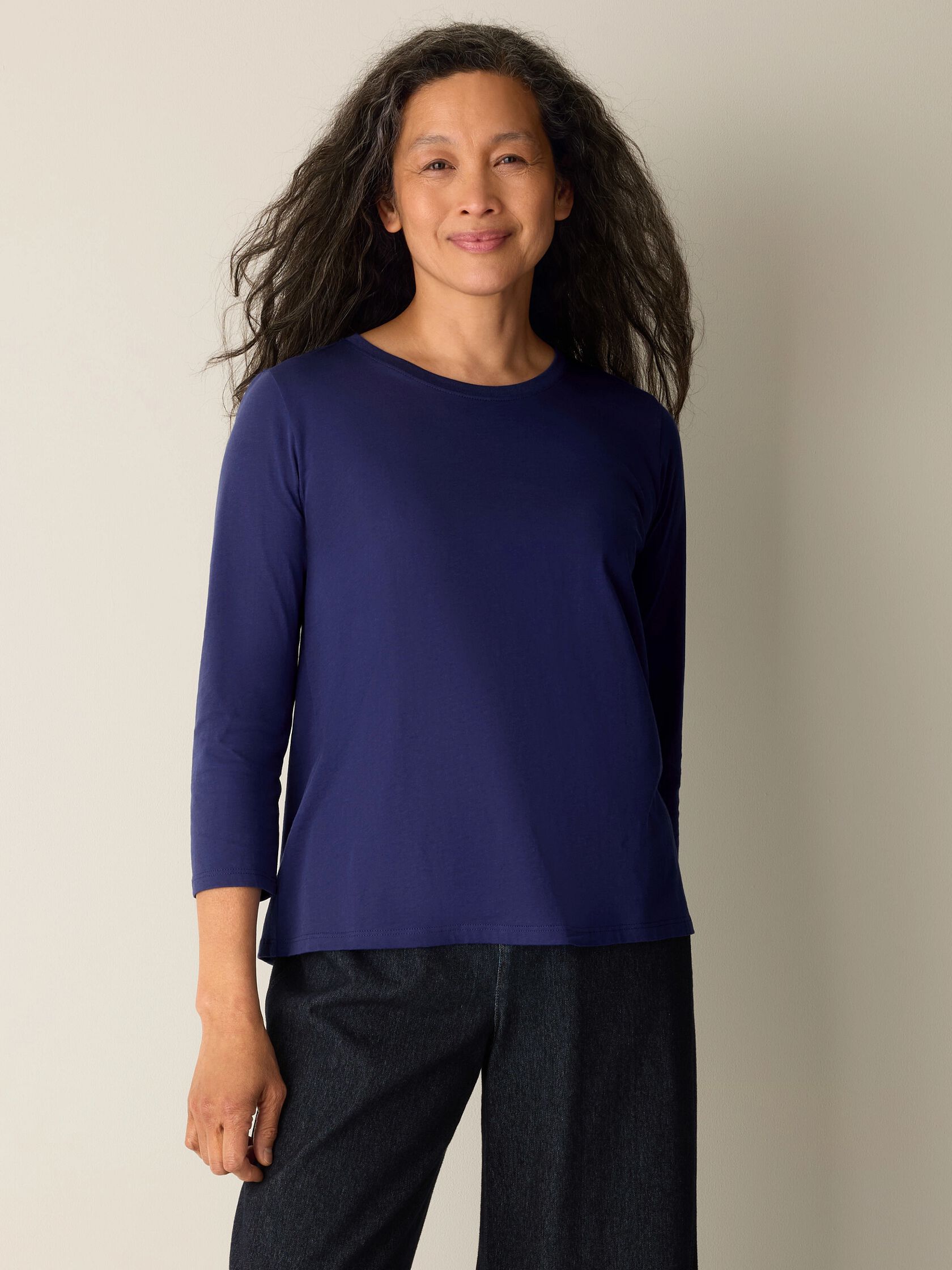 Organic Pima Cotton Jersey 3/4-Sleeve Tee