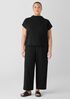 Crinkled Jersey Funnel Neck Top