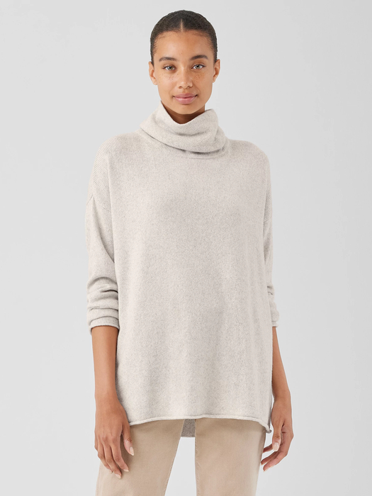 Cotton and Recycled Cashmere Turtleneck Top