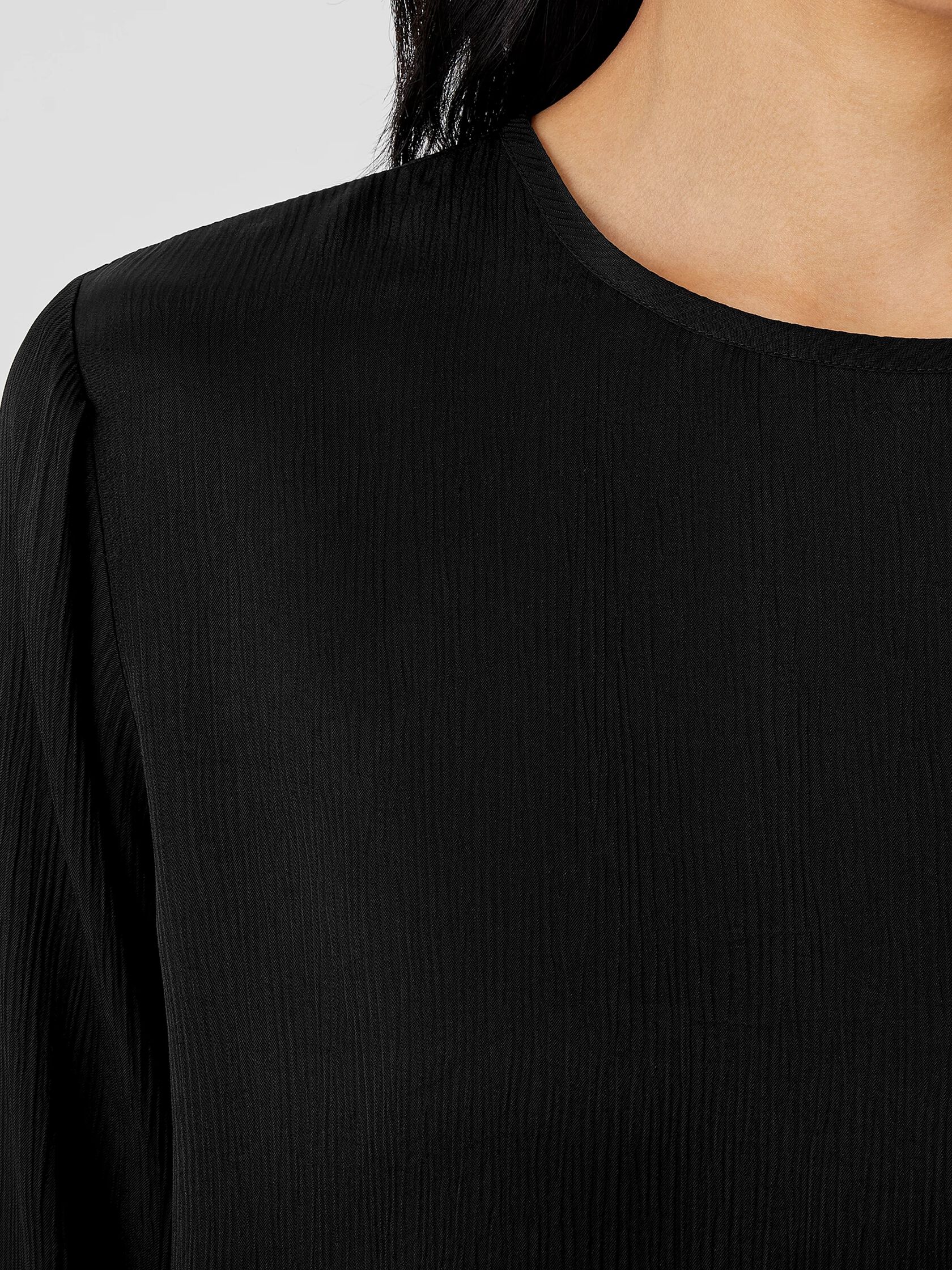 Textured Cupro Round Neck Top