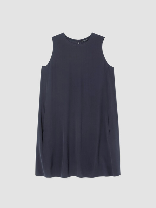 Silk Georgette Crepe Round Neck Dress