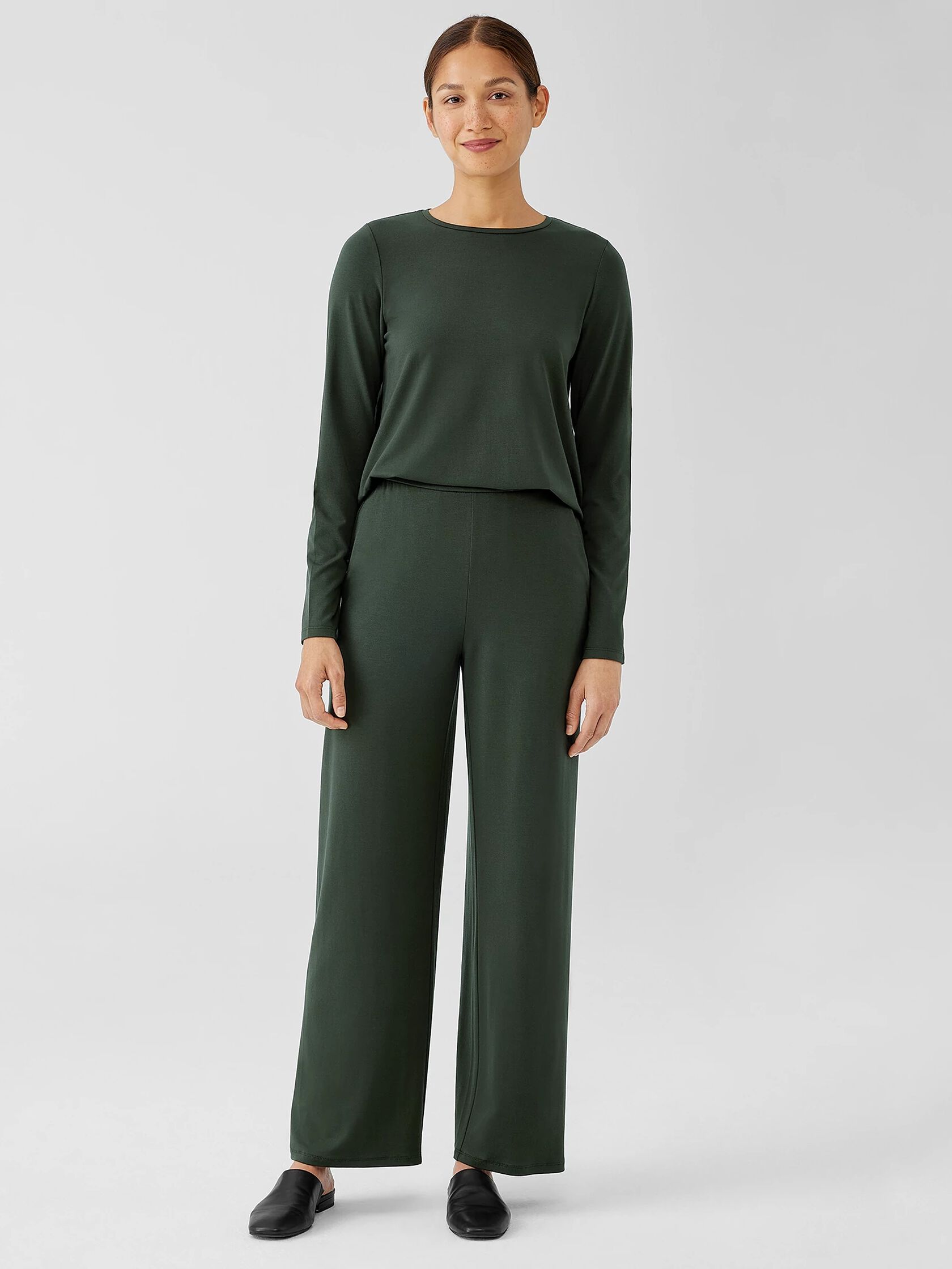 Stretch Jersey Knit Straight Pant | EILEEN FISHER