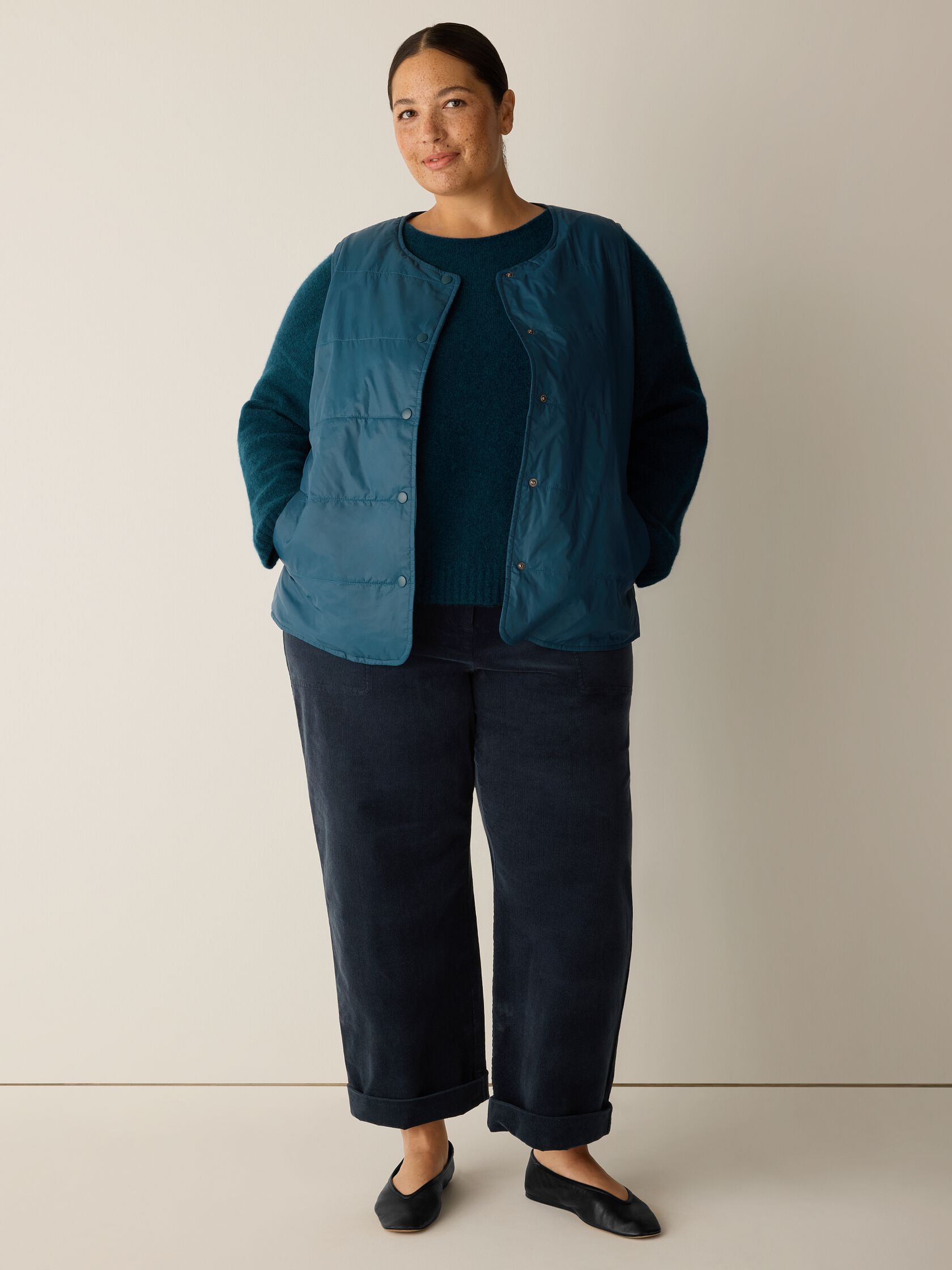 Eggshell Recycled Nylon Quilted Vest