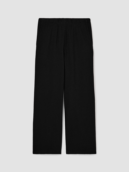 Organic Cotton Slubby Rib Knit Wide-Leg Pant