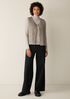 Mélange Sheer Cotton Blend Knit Turtleneck Top