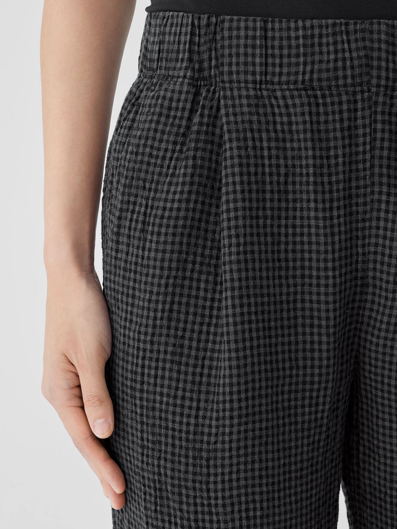 Puckered Organic Linen Tapered Pant