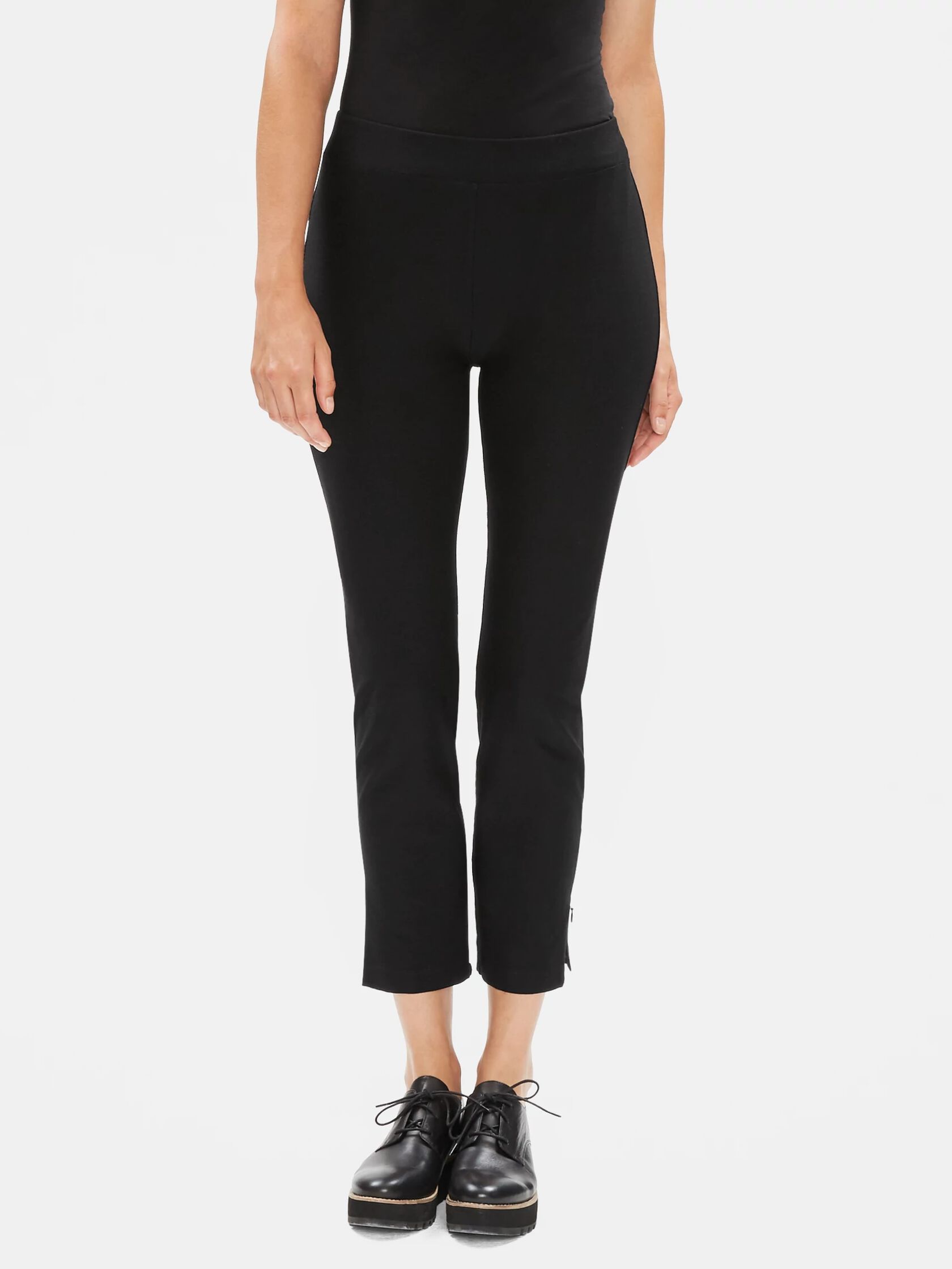 Washable Stretch Crepe Slim Ankle Pant with Zipper Slits
