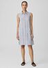 Striped Organic Linen Crinkle Sleeveless Shirtdress