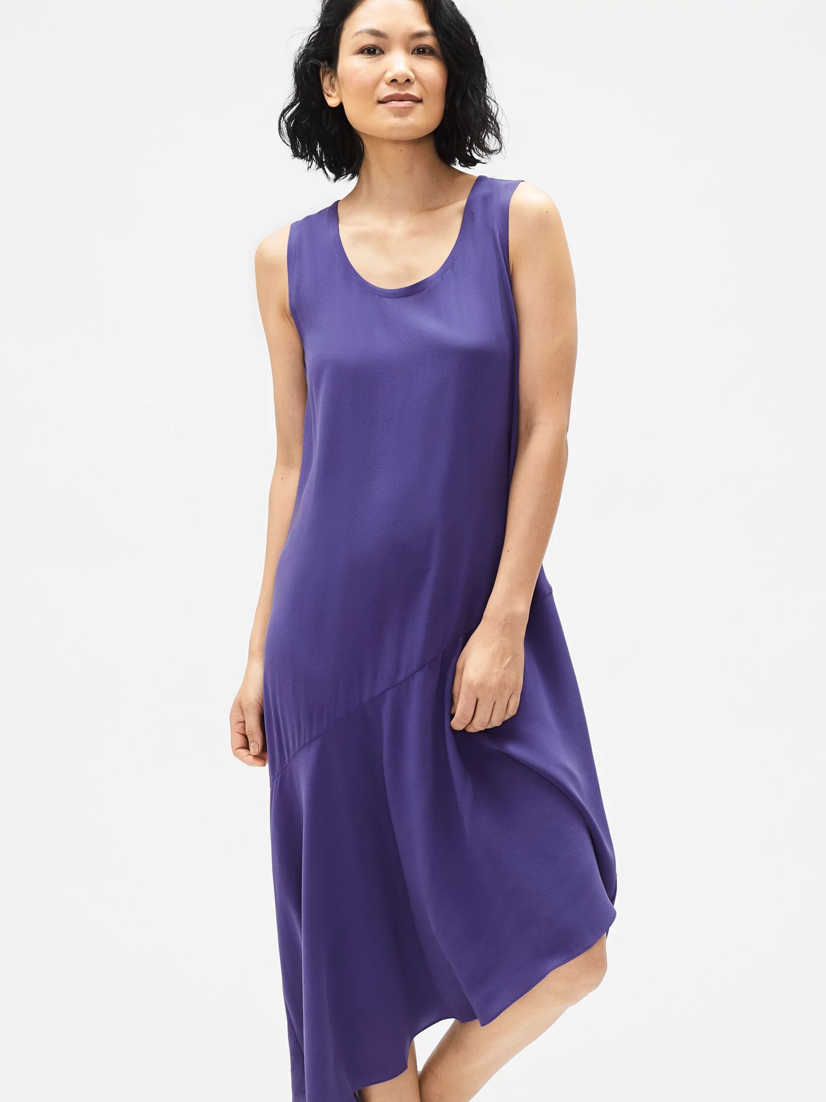 Silk Crepe Asymmetrical Dress EILEEN FISHER