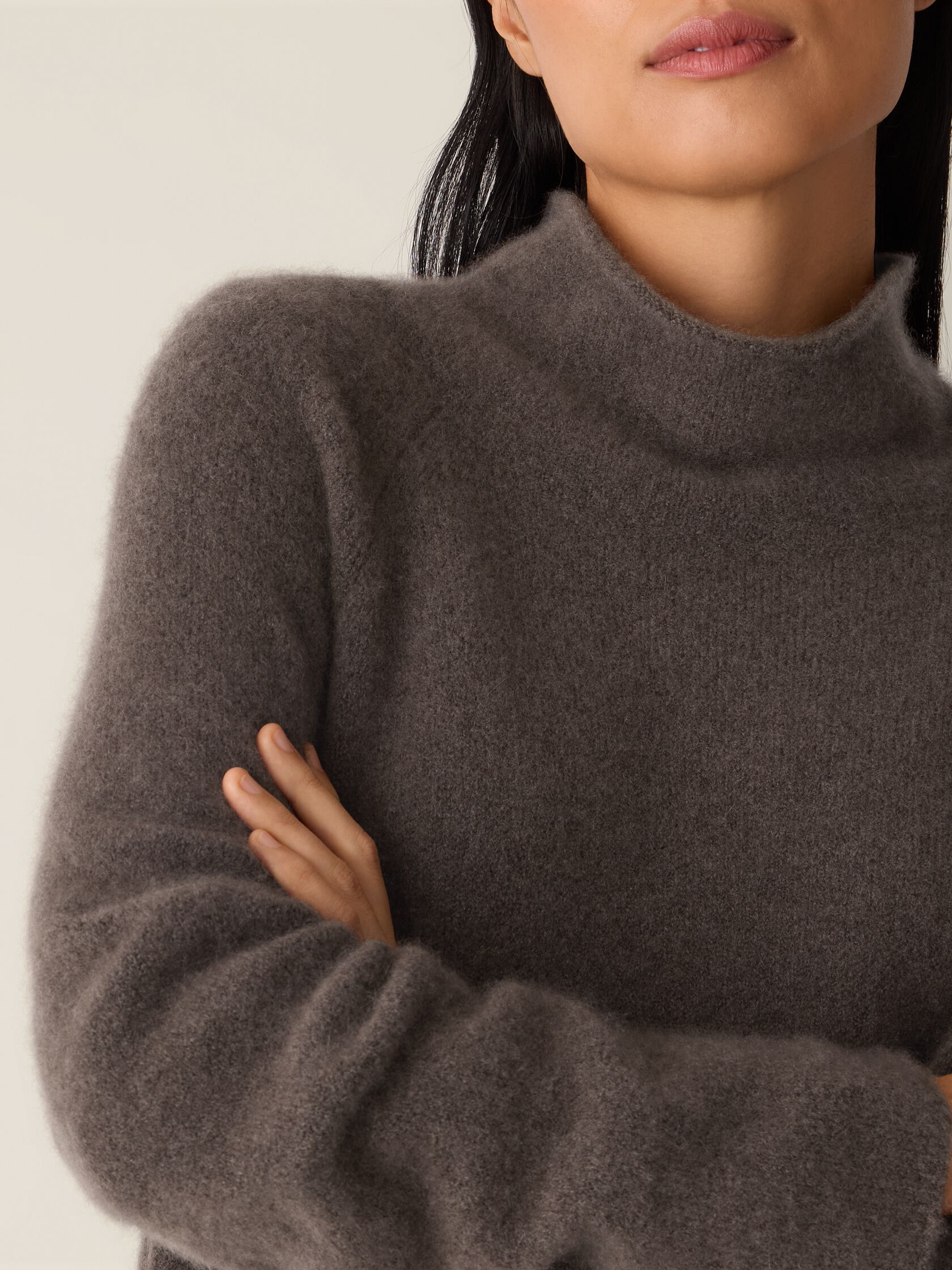 Cashmere Silk Boucle Bliss Turtleneck Top