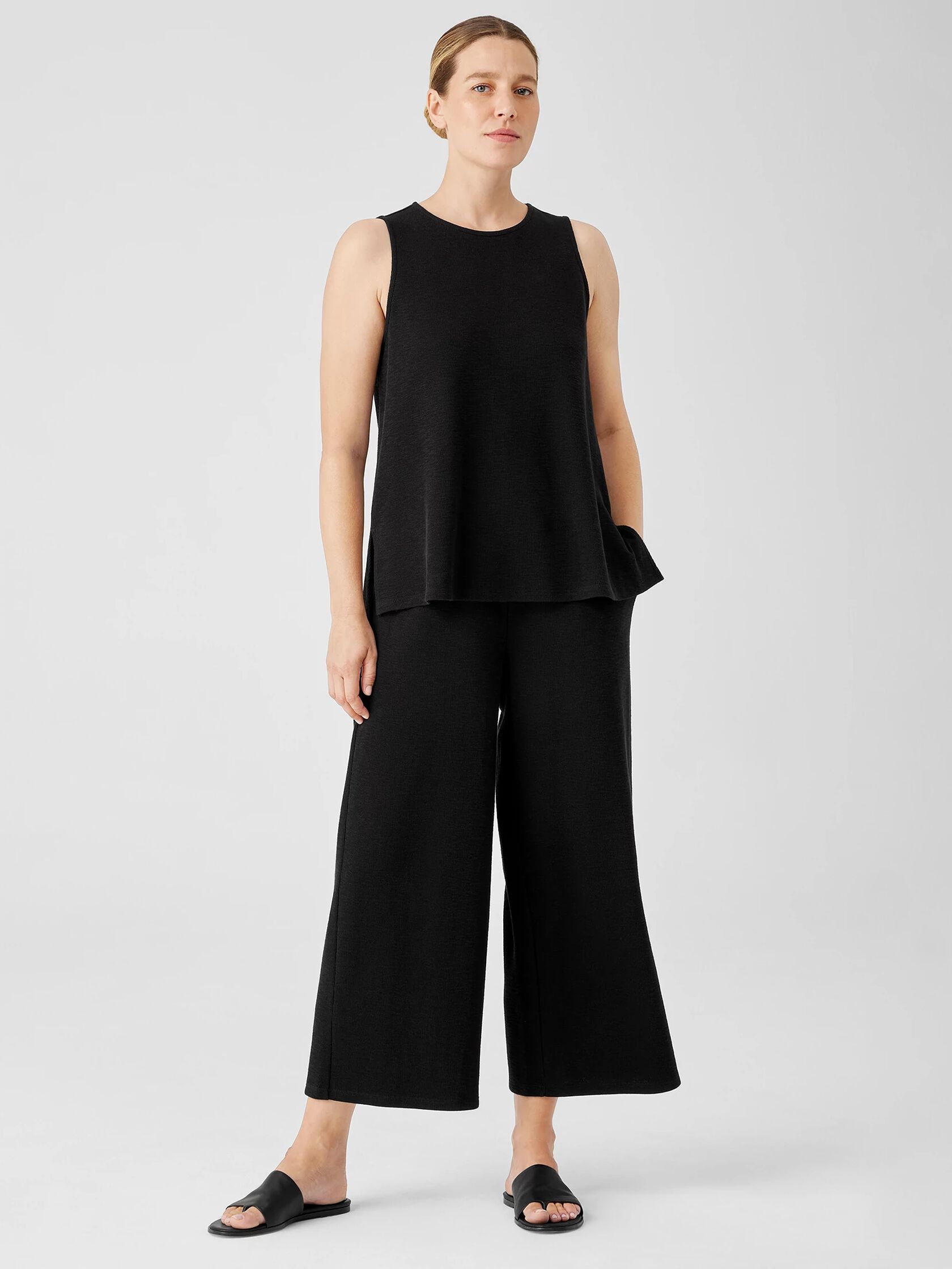 Organic Cotton Slubby Rib Knit Crew Neck Tank | EILEEN FISHER