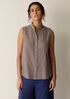 Organic Cotton Microstripe Pucker Sleeveless Shirt