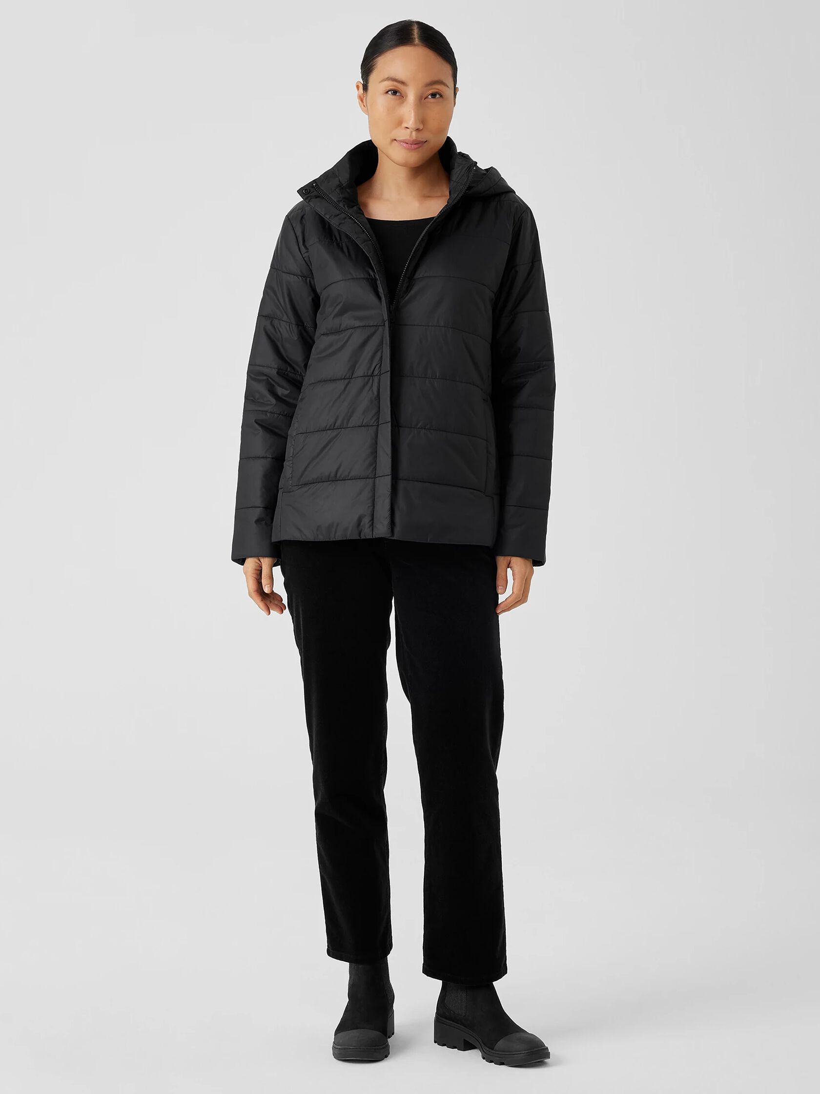 Eggshell Recycled Nylon Short Coat