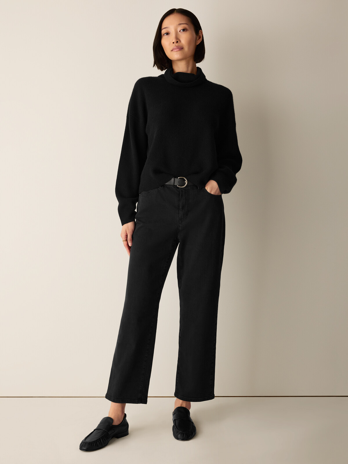 Eileen Fisher Cotton Stretch Denim Straight Jean