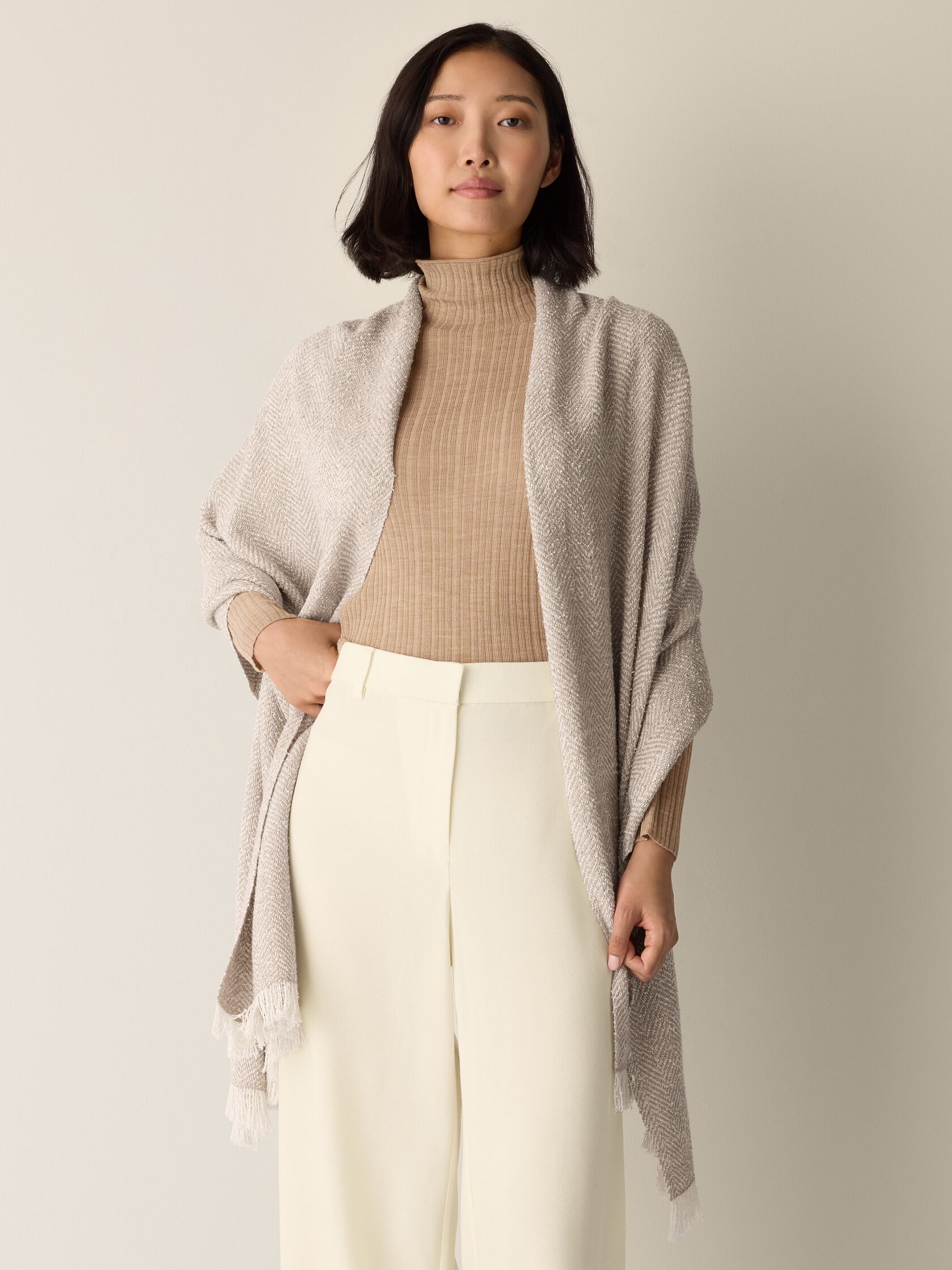 Handloomed Organic Cotton Herringbone Scarf