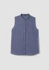 Organic Cotton Microstripe Pucker Sleeveless Shirt