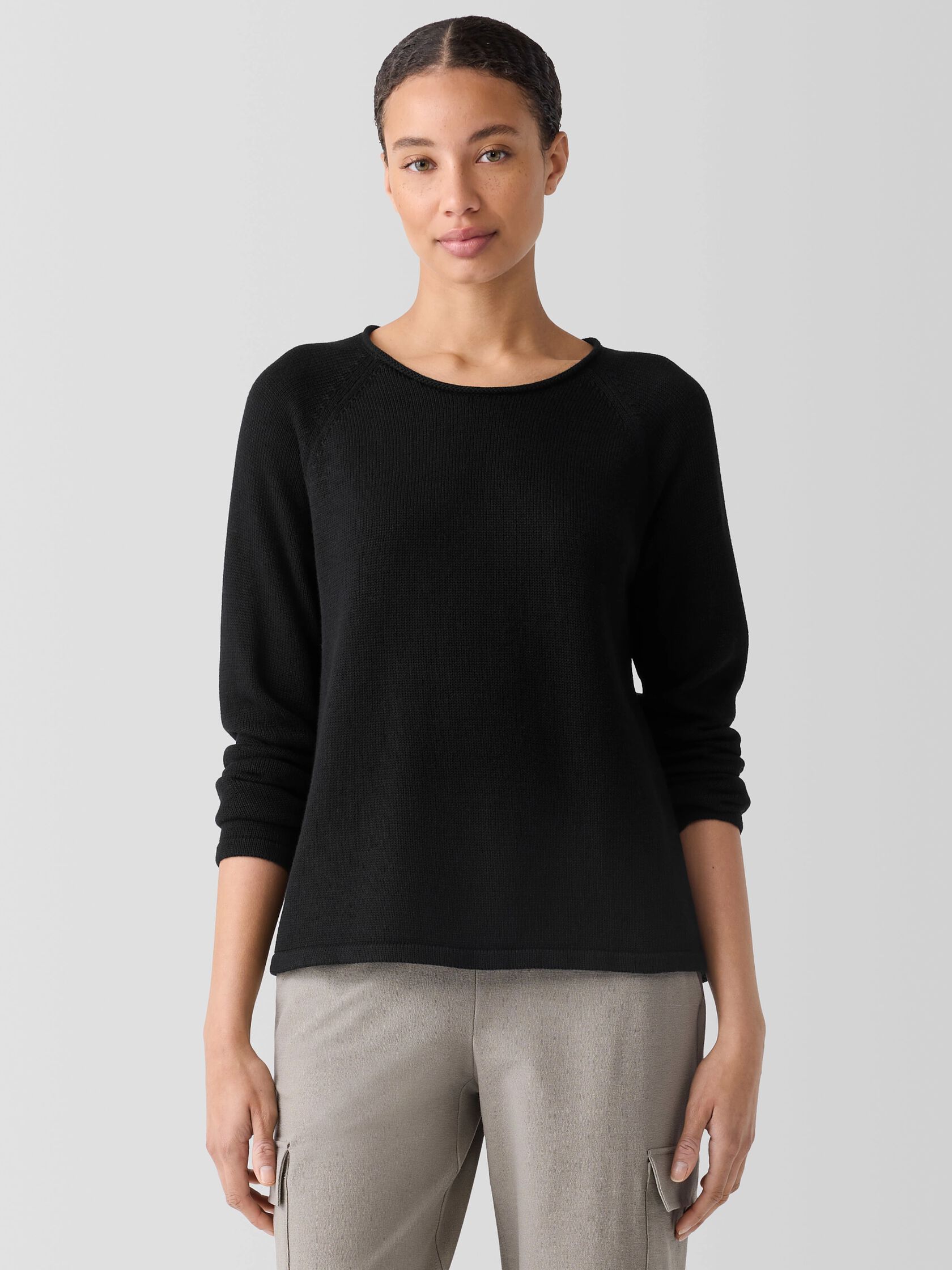 Peruvian Cotton Blend Crew Neck Top