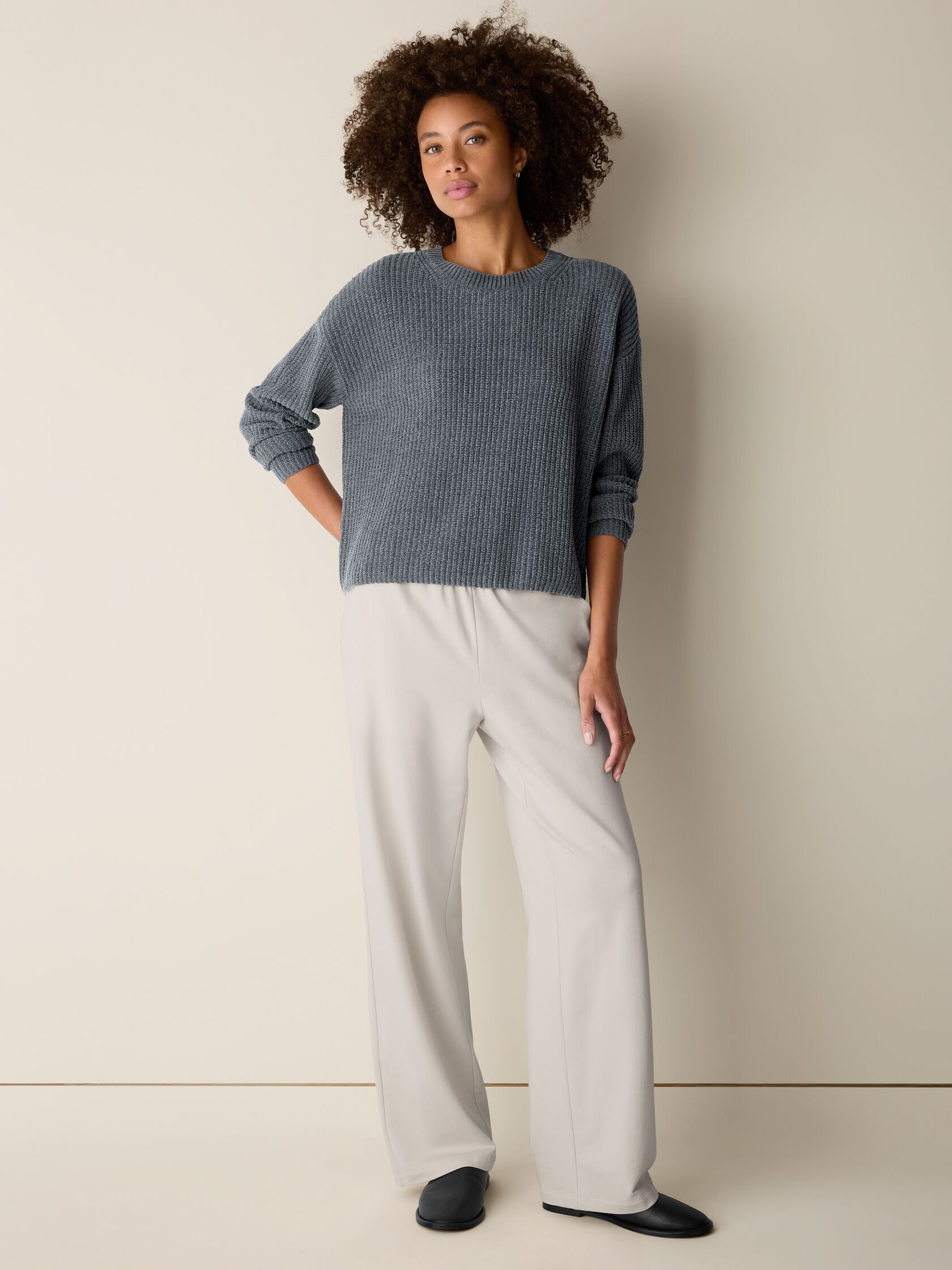 Organic Cotton Chenille Crew Neck Top