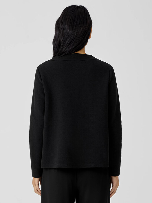 Crinkled Organic Cotton Funnel Neck Top