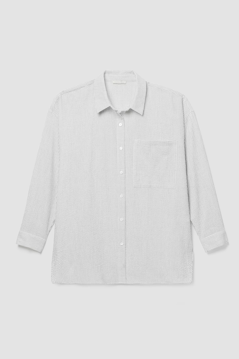 Organic Cotton Ripple Classic Collar Long Shirt