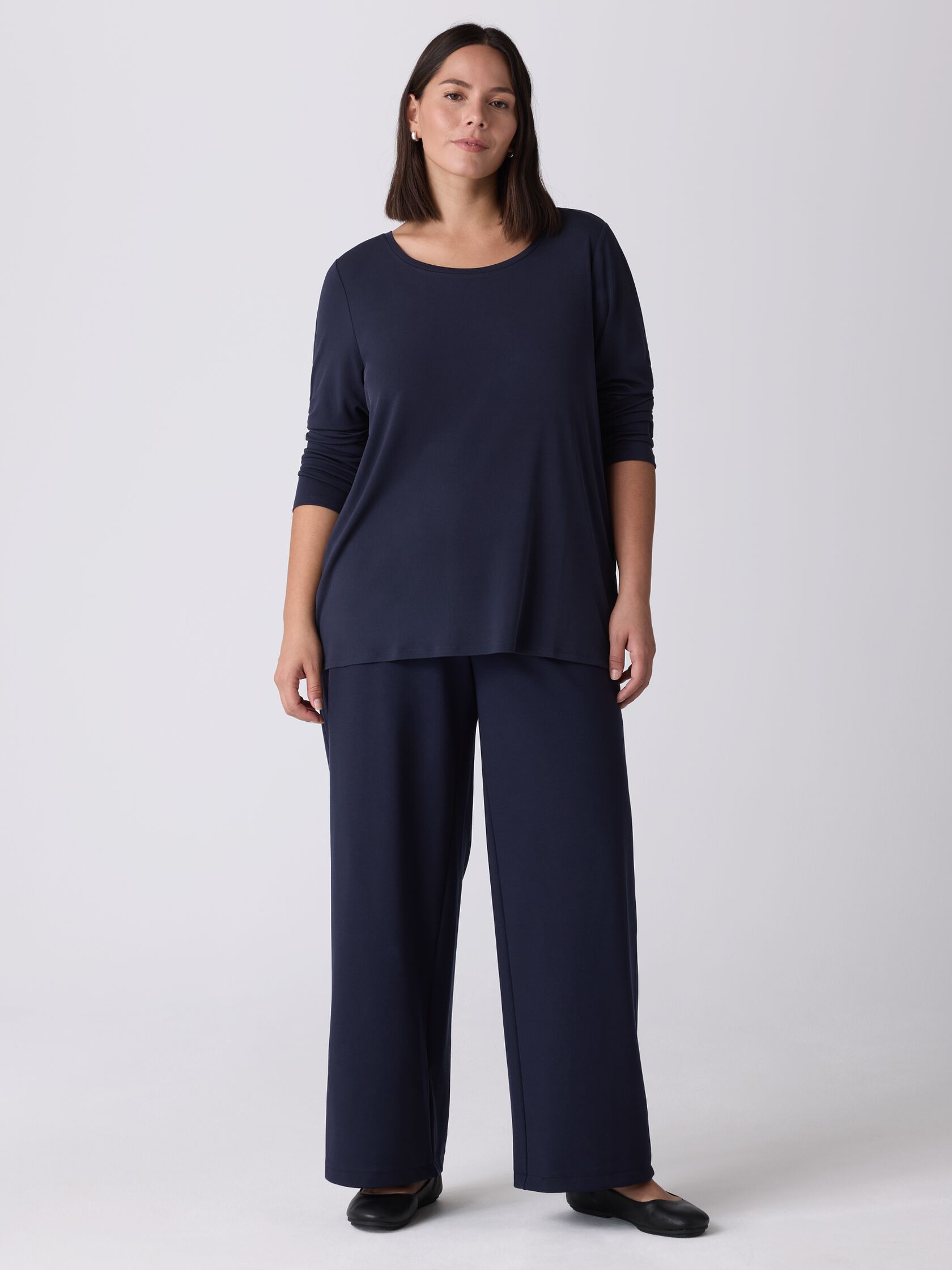 Stretch Silk Jersey Scoop Neck Top