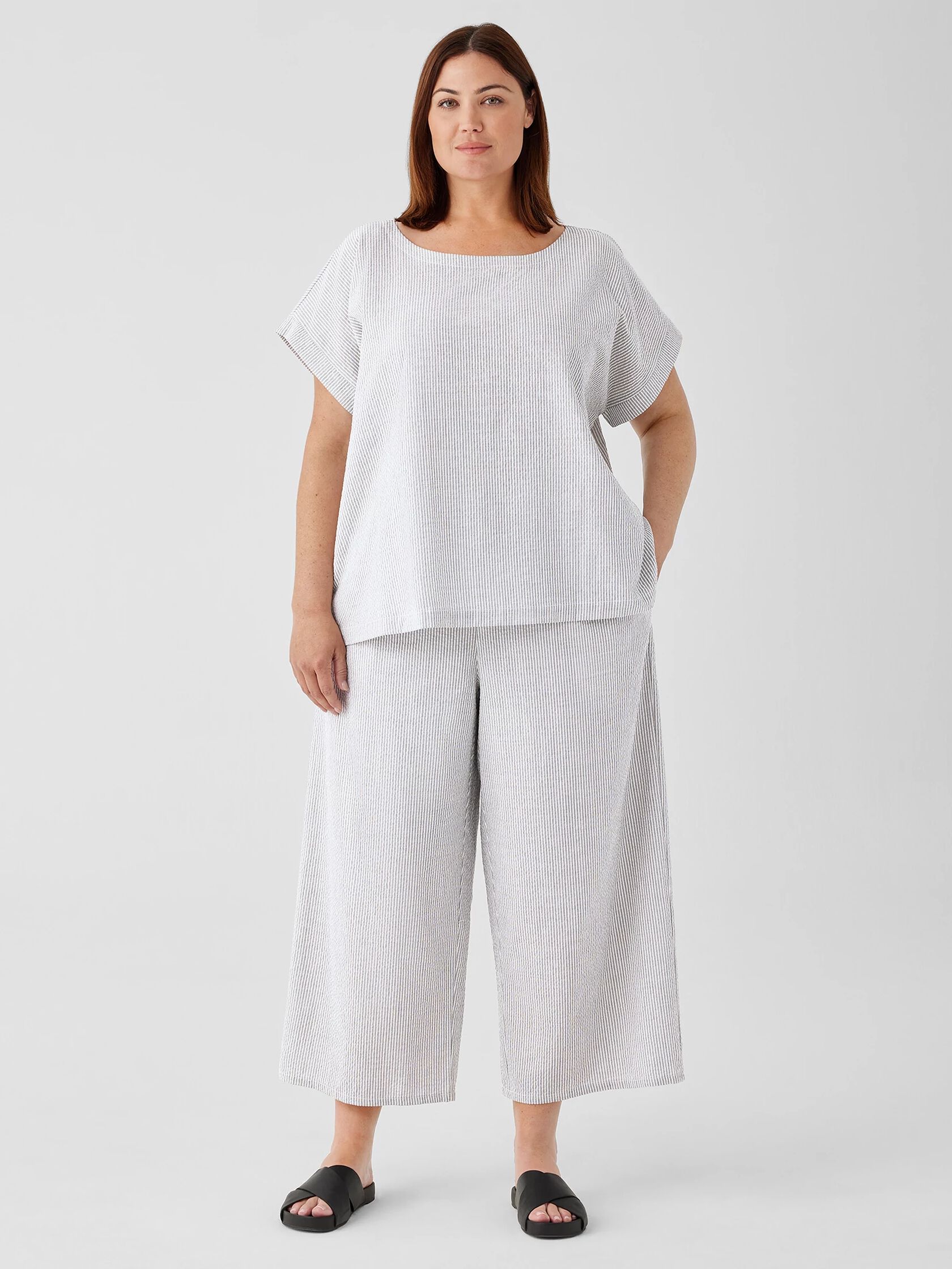 Organic Cotton Ripple Wide-Leg Pant