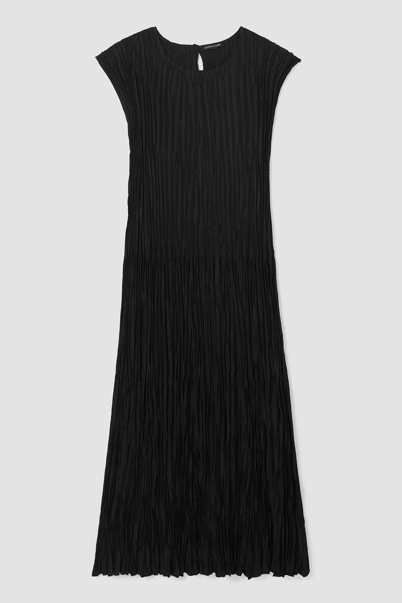 Crushed Silk Jewel Neck Tiered Dress Crushed Silk Jewel Neck Tiered Dress