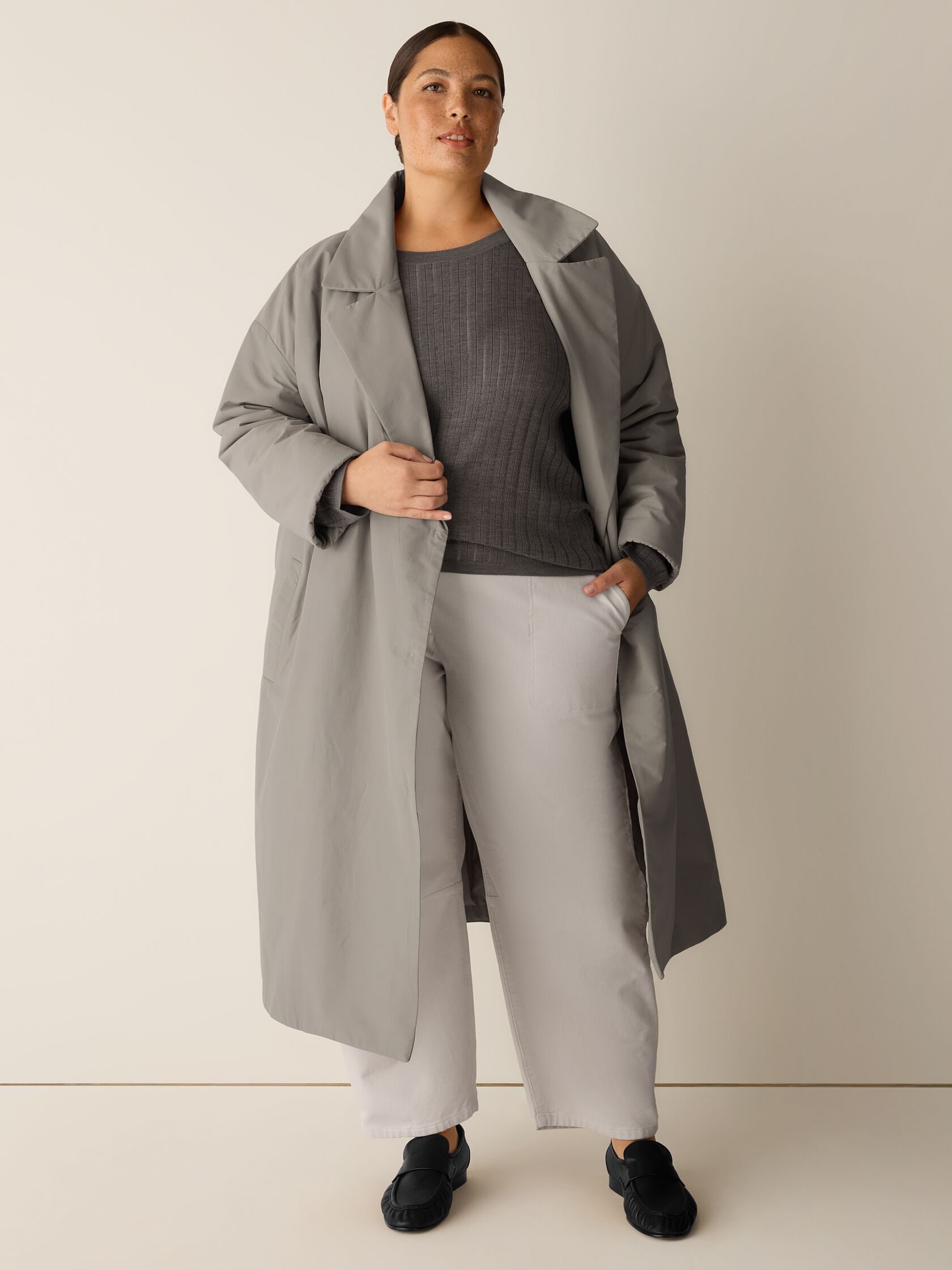 Light Cotton Nylon Padded Trench Coat