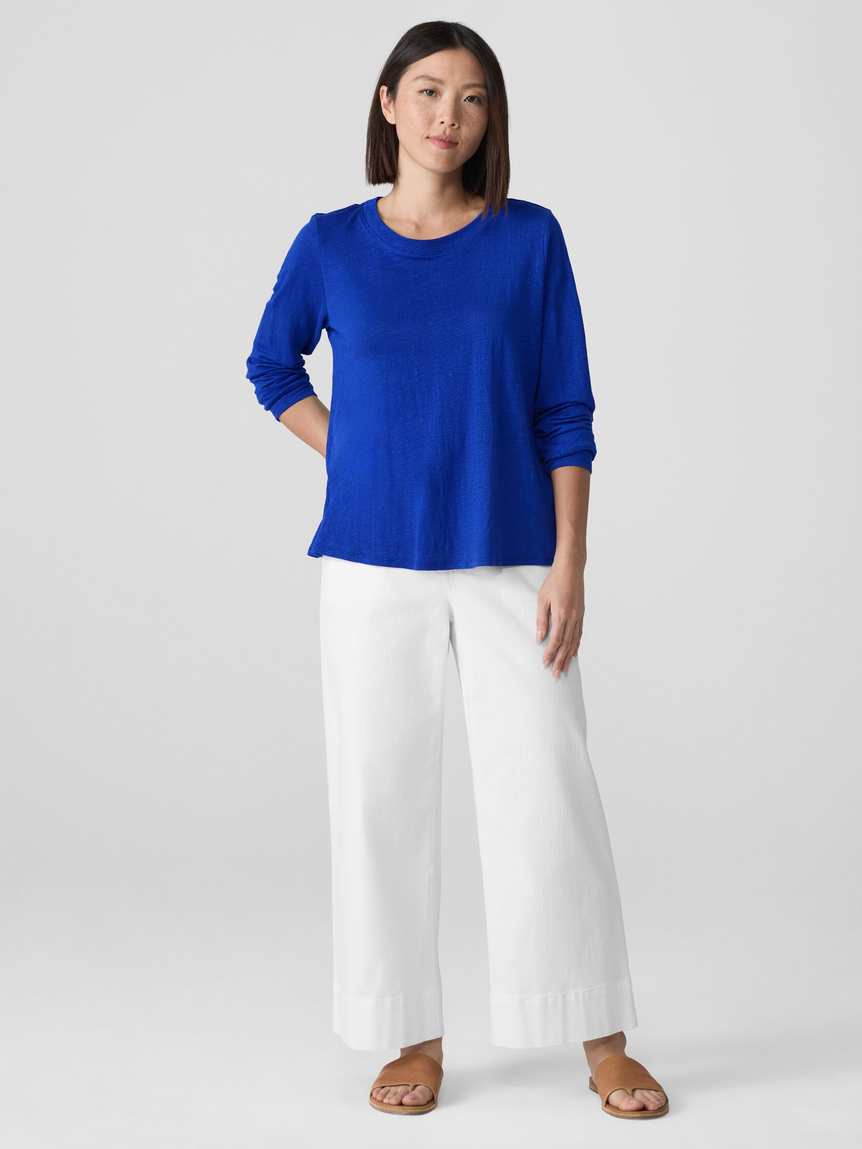 Garment-Dyed Organic Cotton Denim Wide-Leg Jean