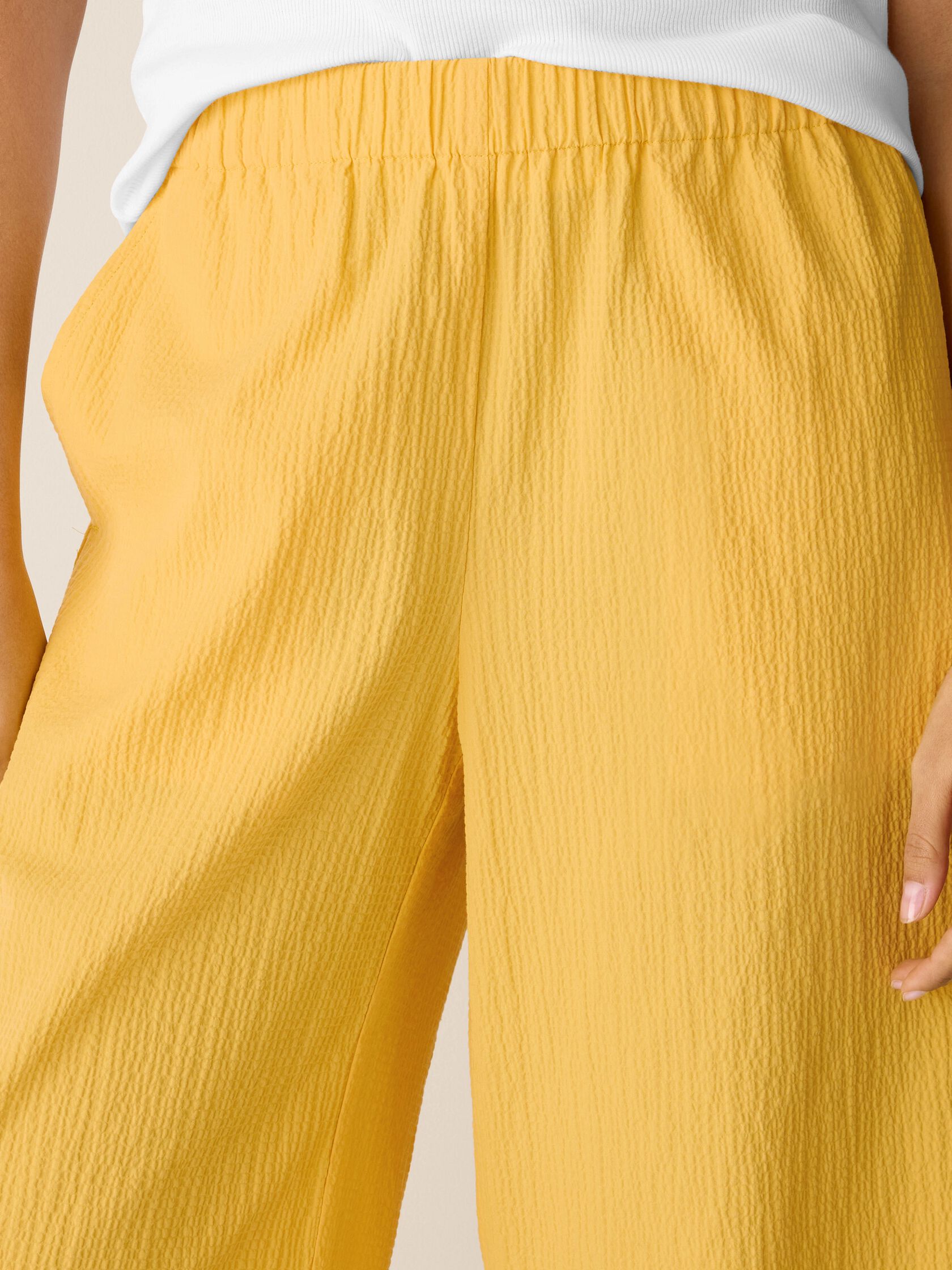 Organic Cotton Pucker Wide-Leg Pant