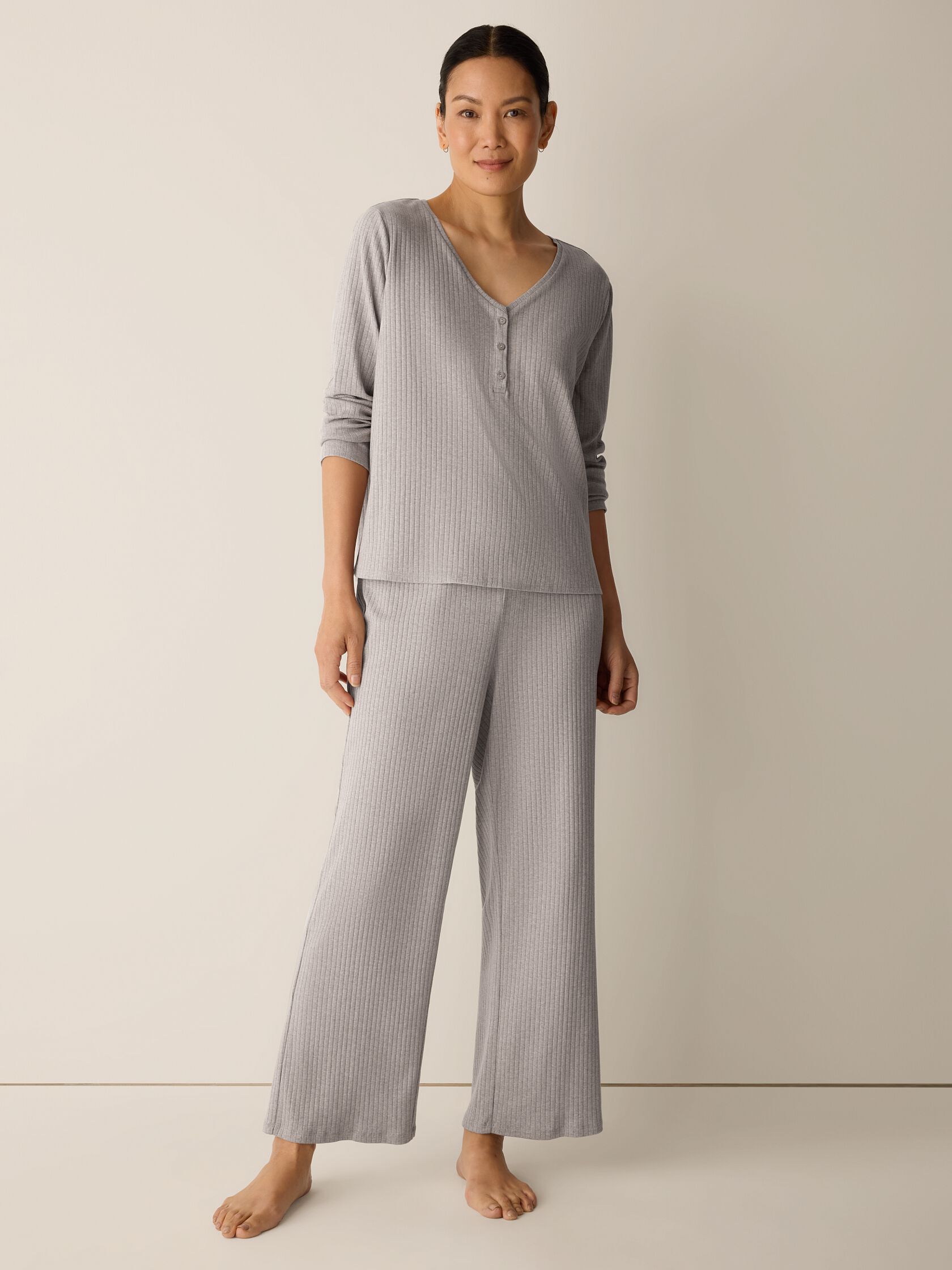 Organic Cotton Rib V-Neck Sleep Top