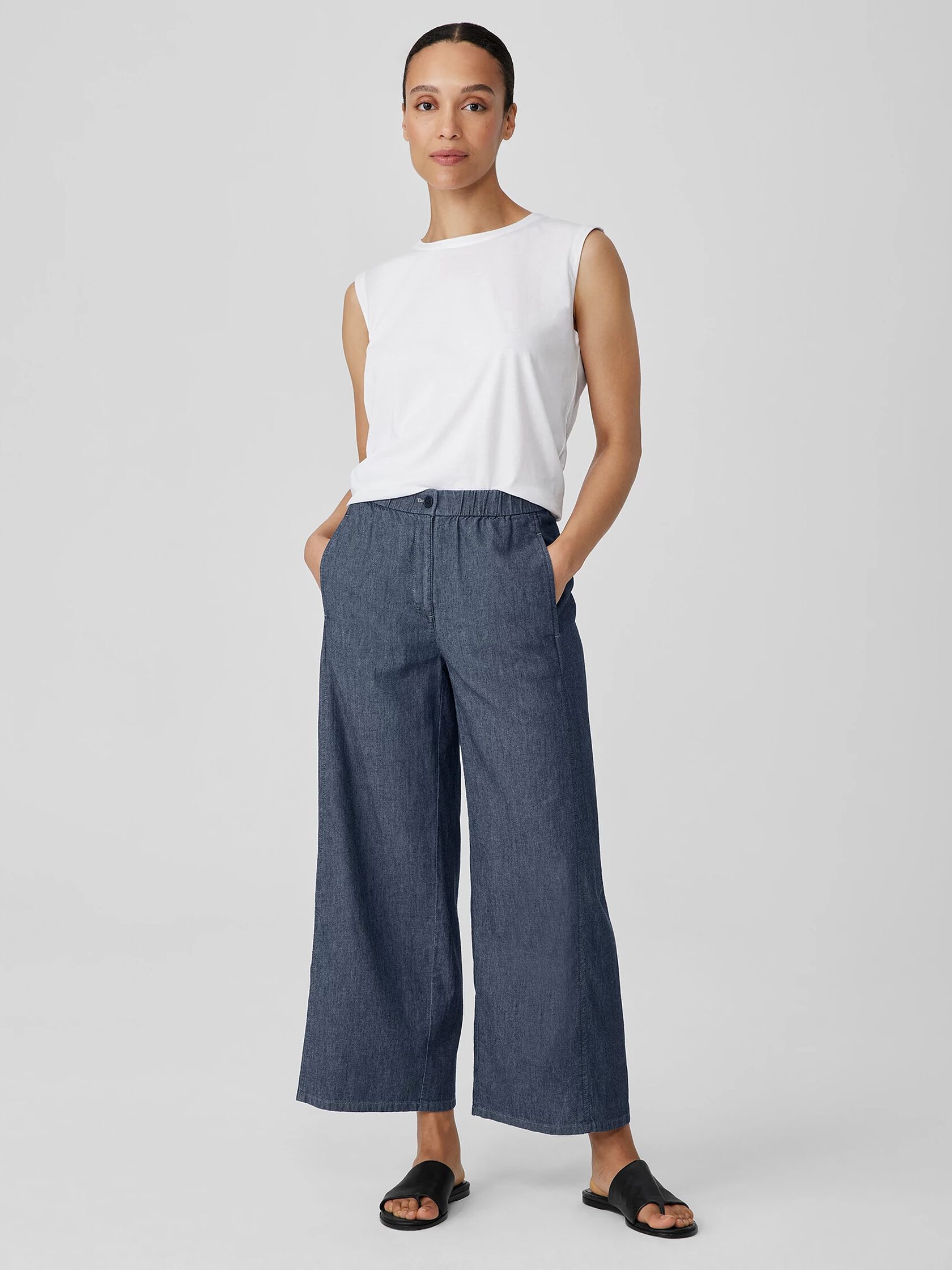 Airy Organic Cotton Twill Wide-Leg Pant