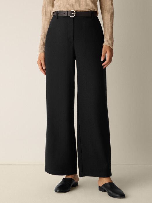 Stretch Wool Crepe Wide-Leg Trouser