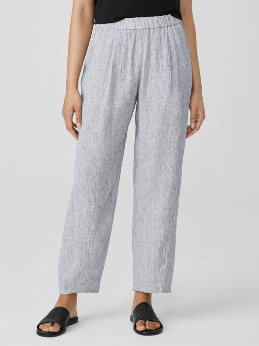 Striped Organic Linen Crinkle Lantern Pant EILEEN FISHER