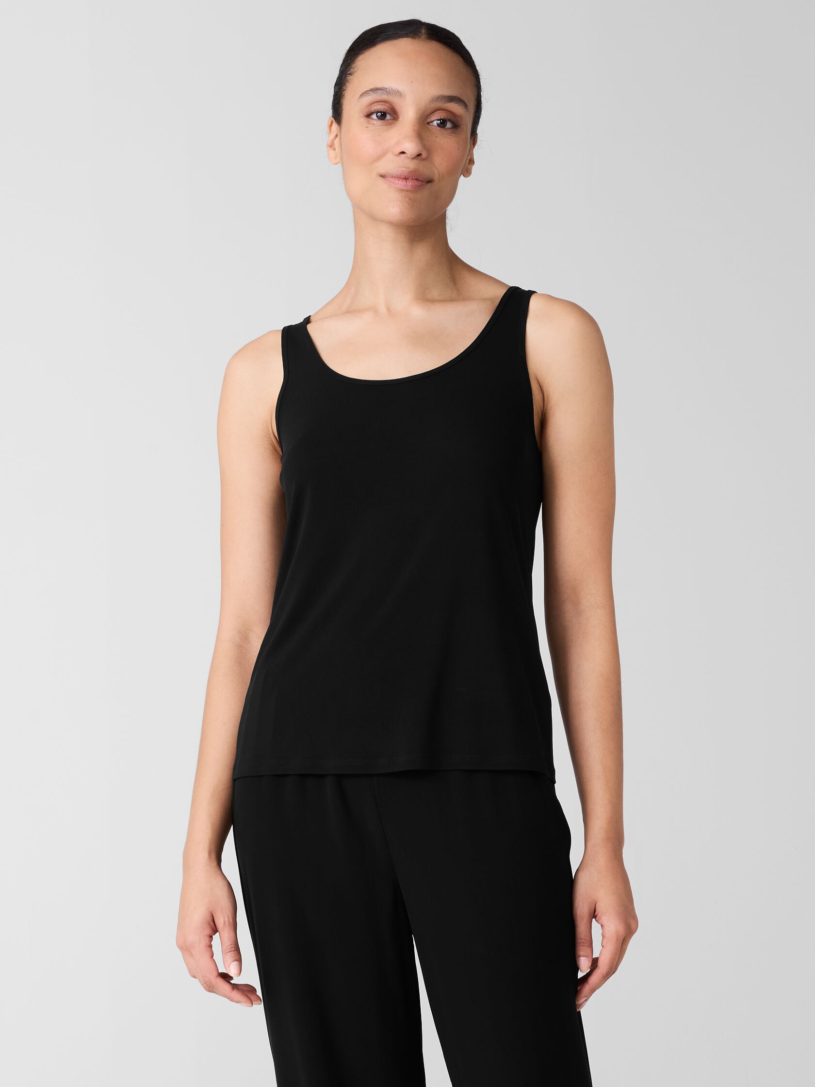 Stretch Silk Jersey Scoop Neck Tank