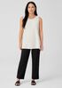 Washable Stretch Crepe Straight Pant with Yoke