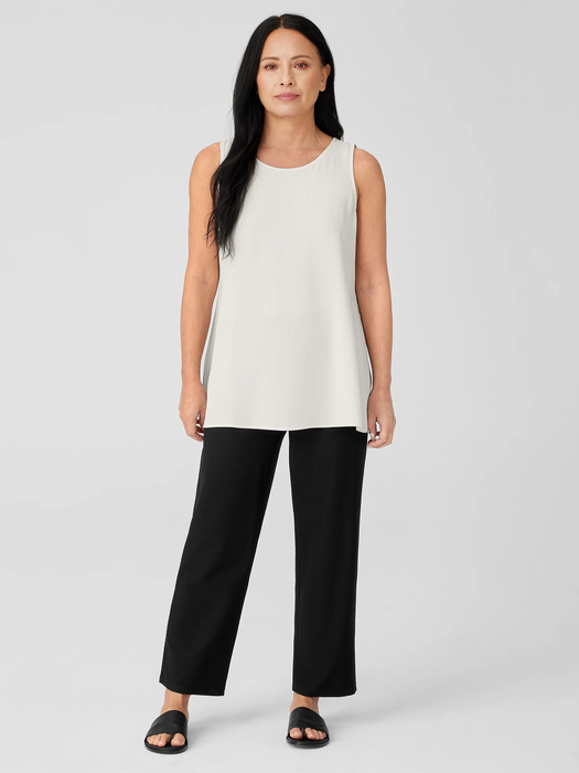 Washable Stretch Crepe Straight Pant with Yoke