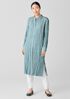 Crushed Silk Band Collar Long Shirt