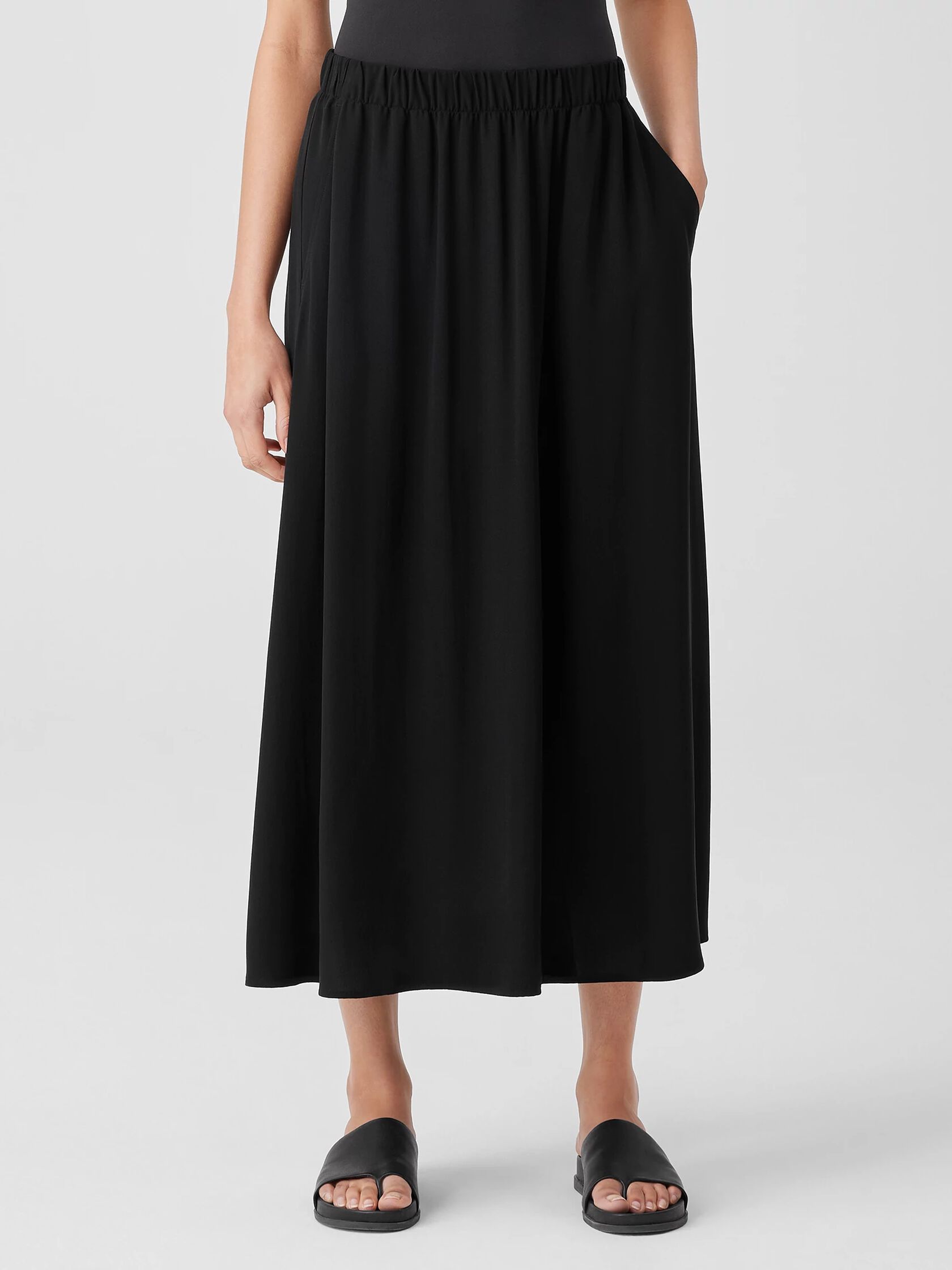 Silk Georgette Crepe Pocket Skirt