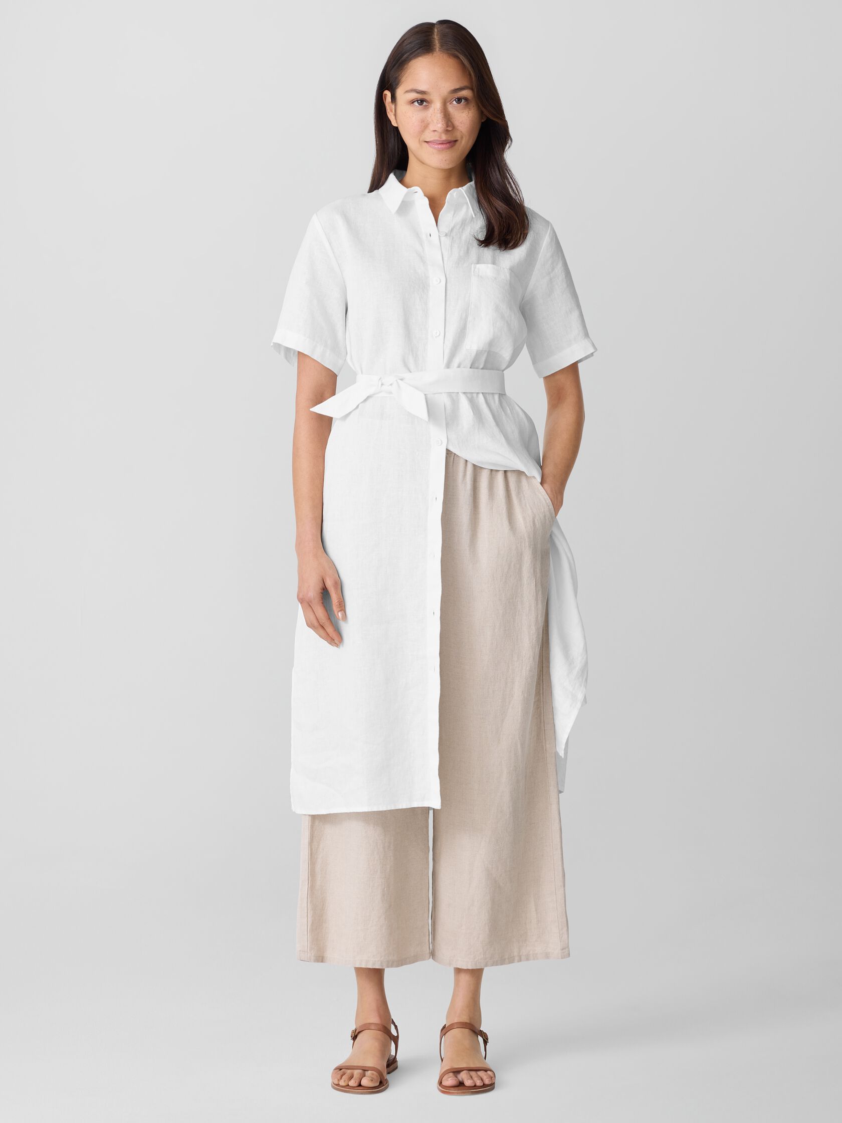 Organic Linen Classic Collar Shirtdress