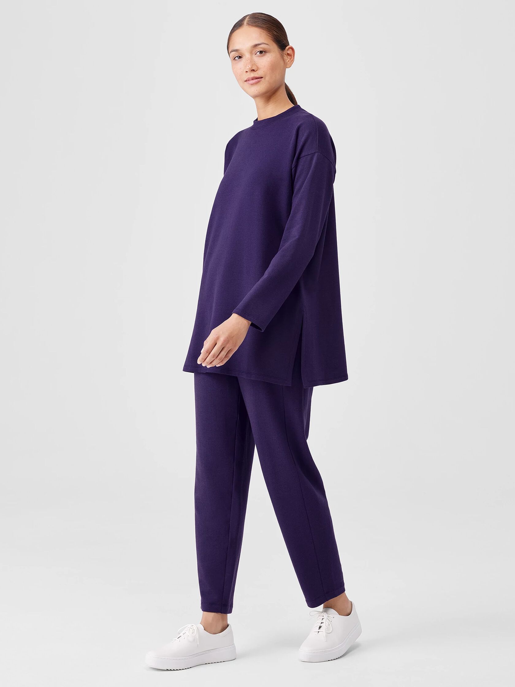 Cozy Brushed Terry Hug Crew Neck Long Top