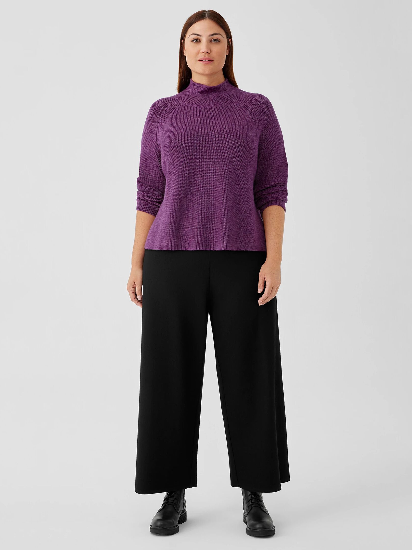 Merino Cropped Turtleneck Top in Regenerative Wool