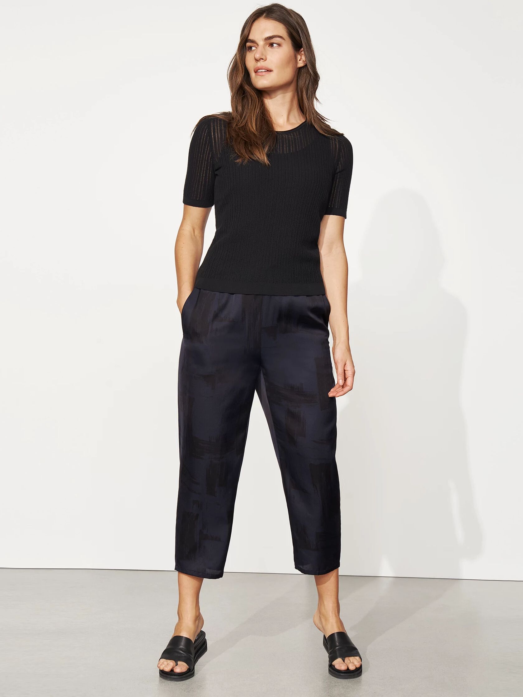 Silk Organic Cotton Brushstroke Slouchy Pant