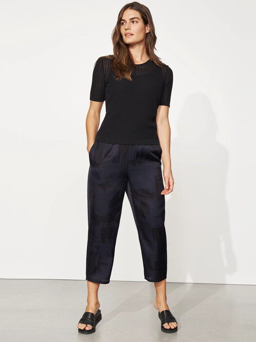 Silk Organic Cotton Brushstroke Slouchy Pant
