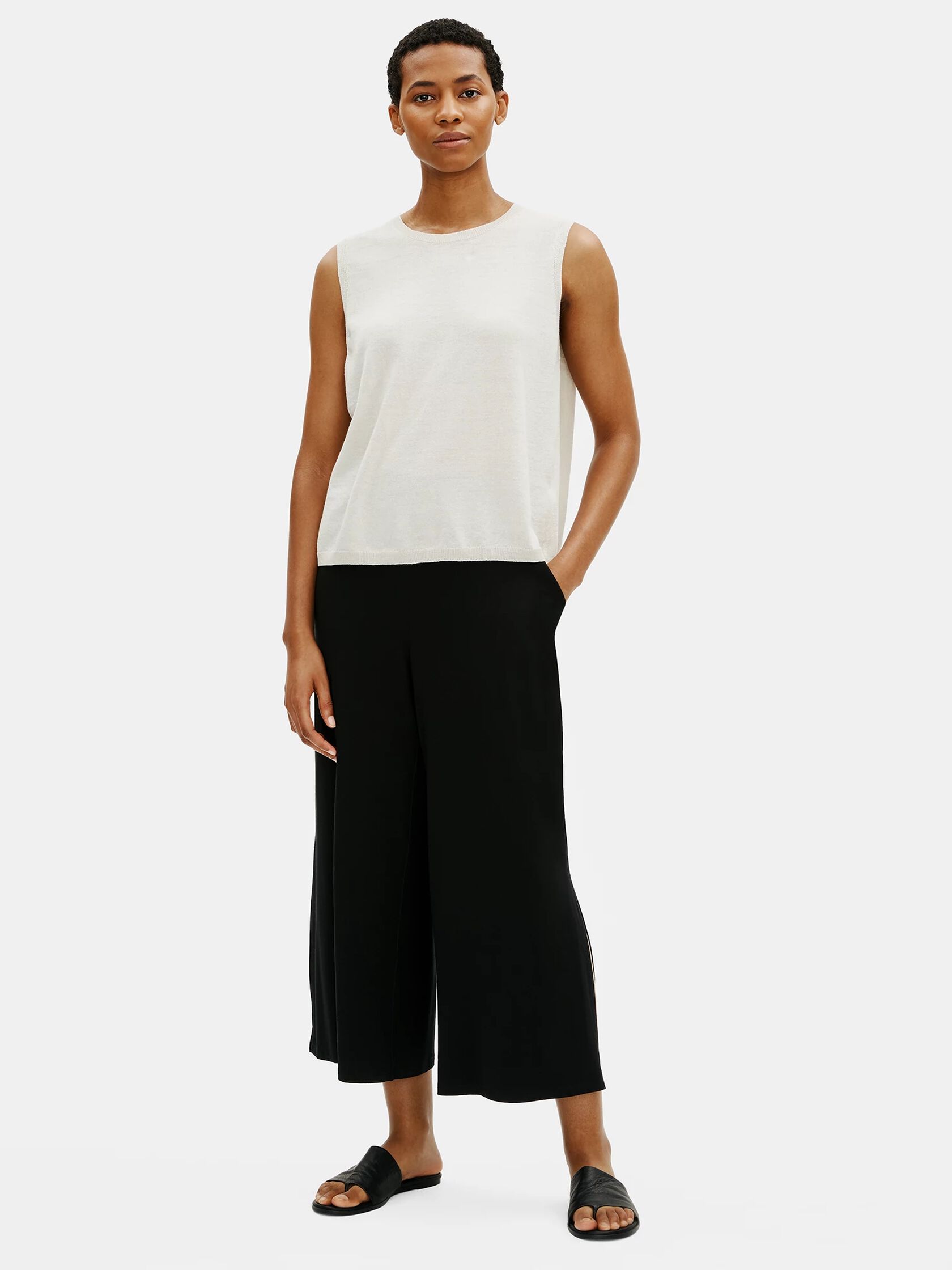 Organic Linen Cotton Crew Neck Shell