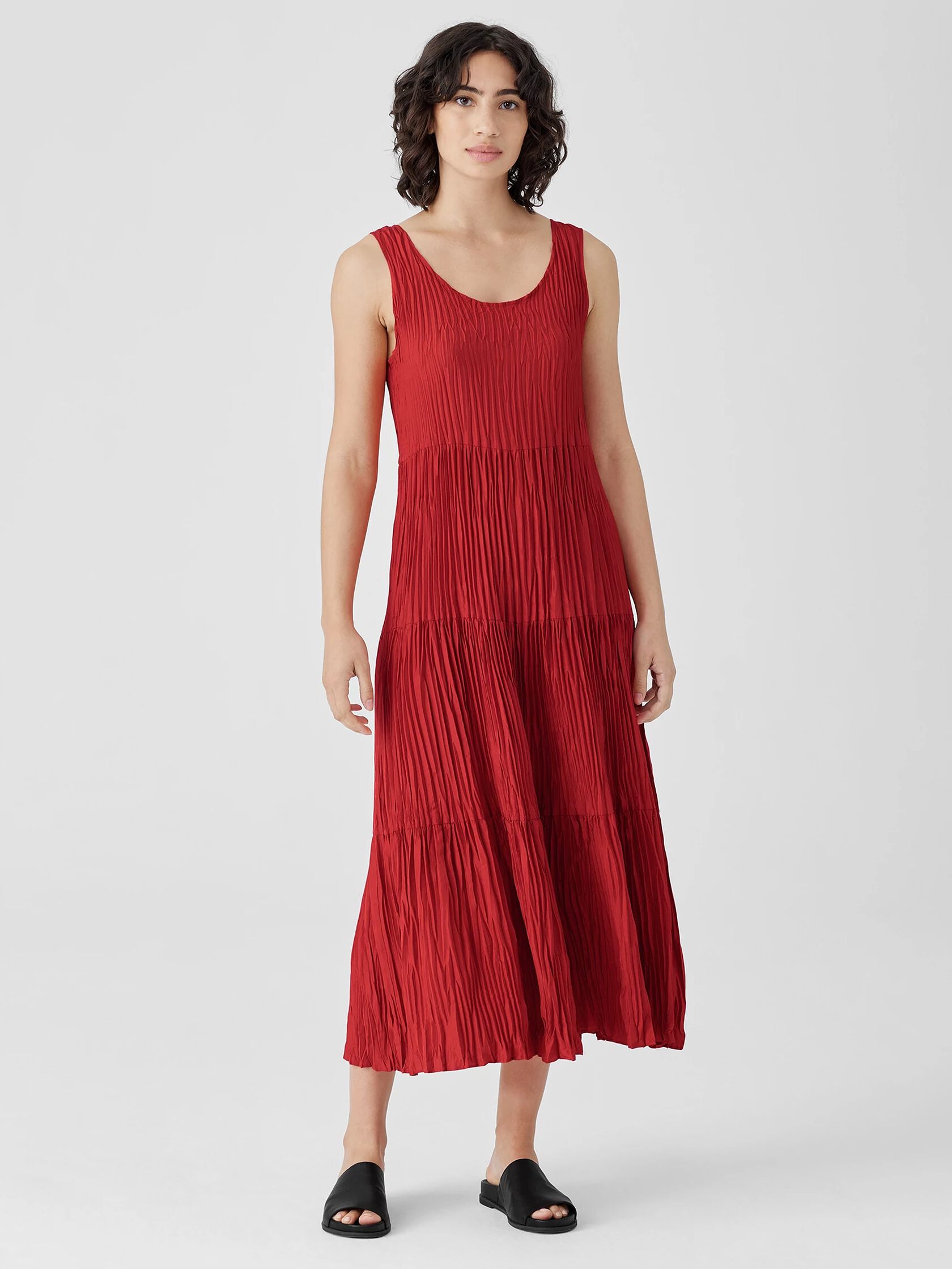 Crushed Silk Tiered Dress
